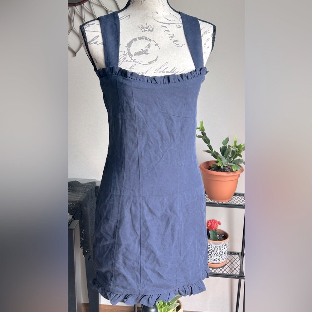 Aqua Midi Dress in Navy Blue